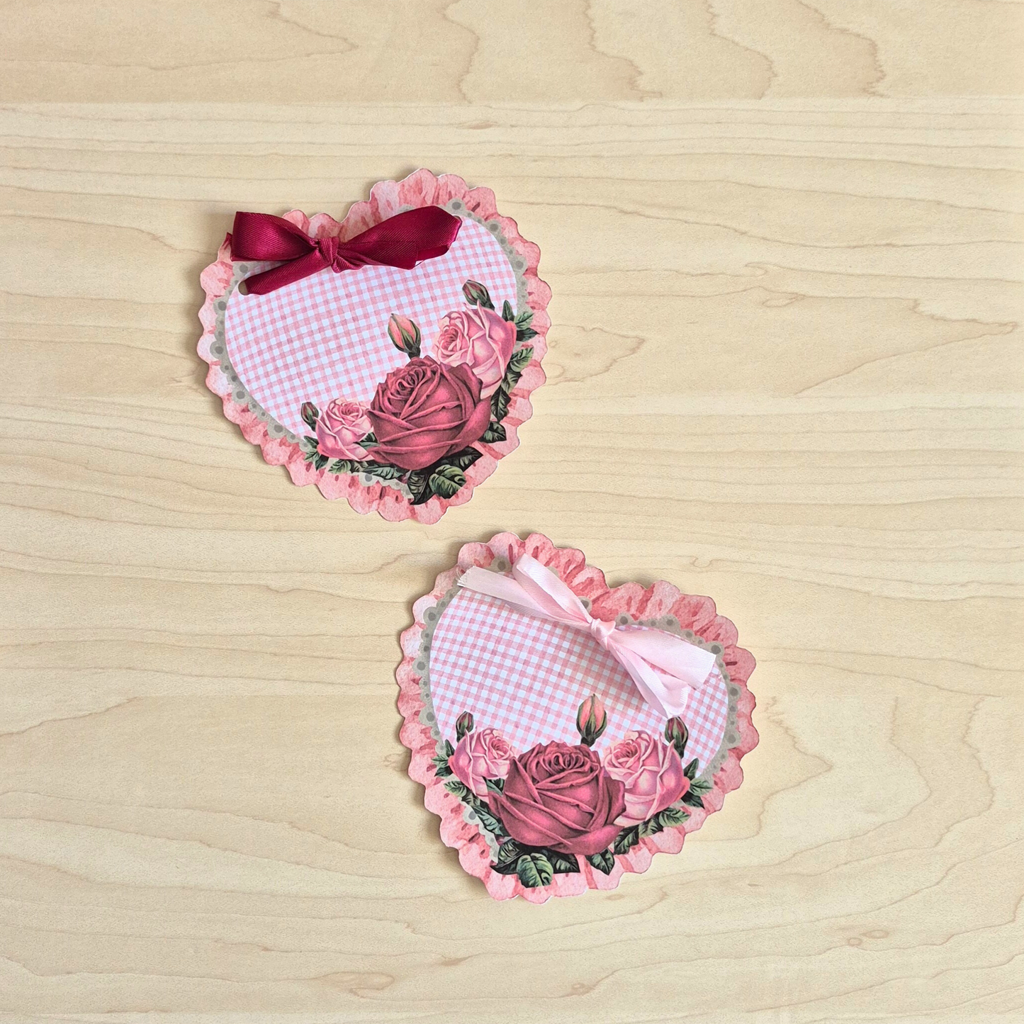 Ruffled Gingham Heart Paper Garland