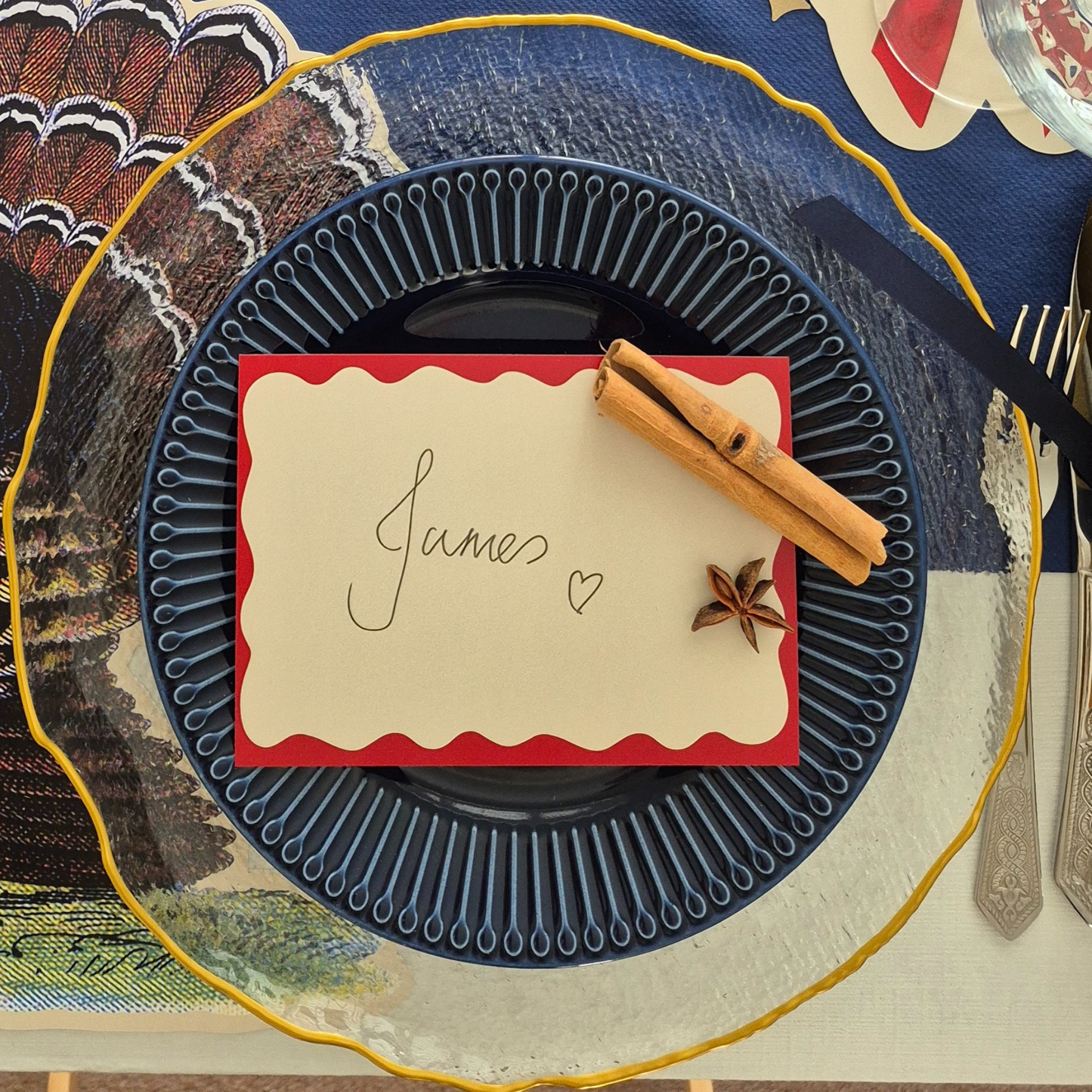 Red Wavy Menu Cards