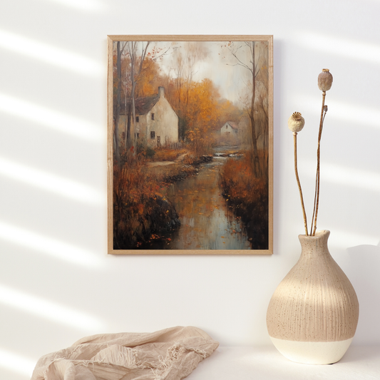 Autumn Winding River Landscape Print - Printable