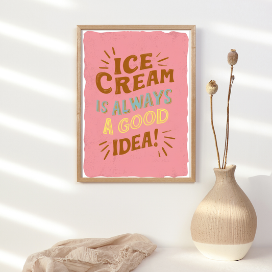 Ice Cream Typography Art Print - Printable