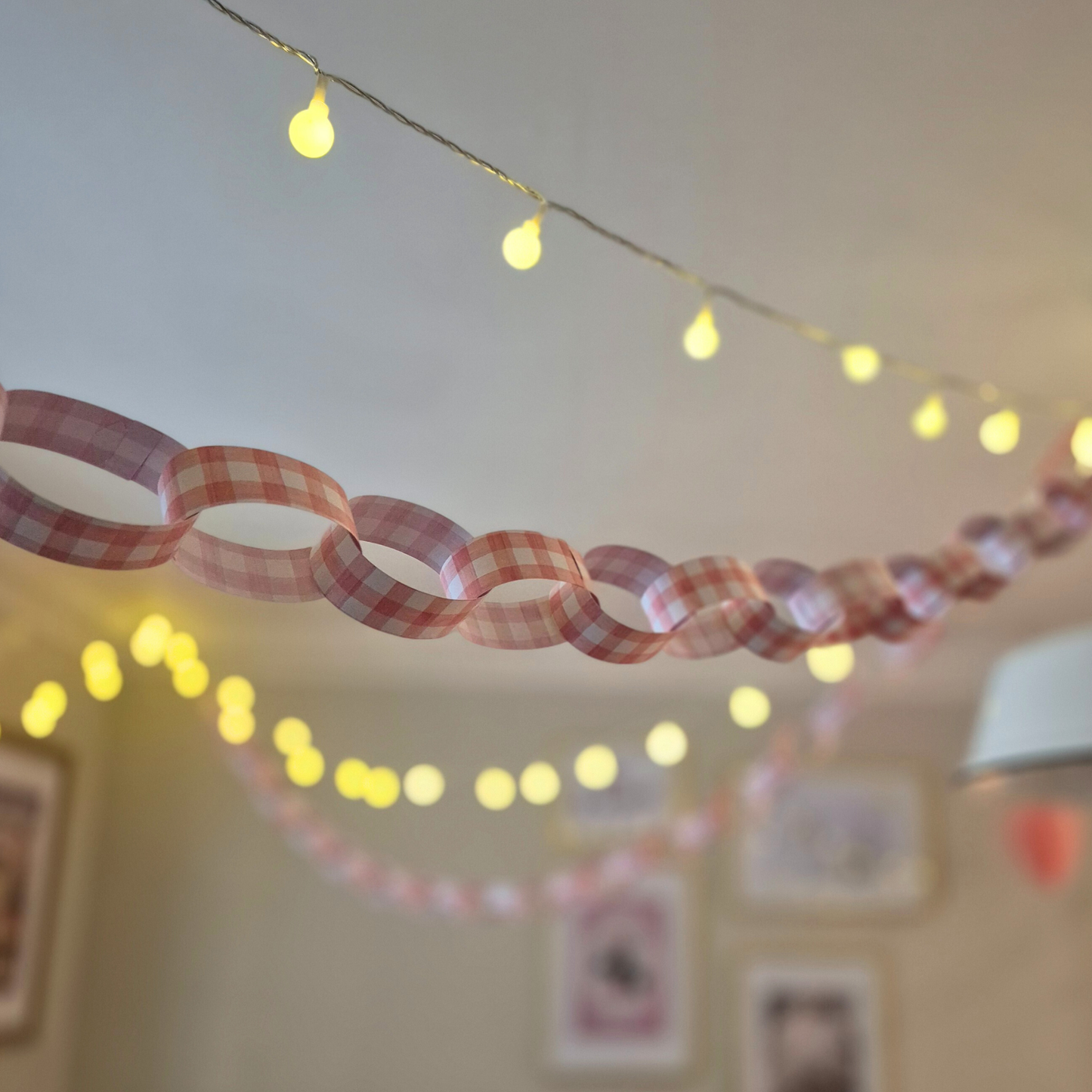 Turquoise and Green Gingham Paperchain