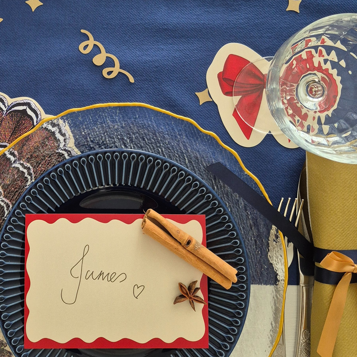 Red Wavy Menu Cards
