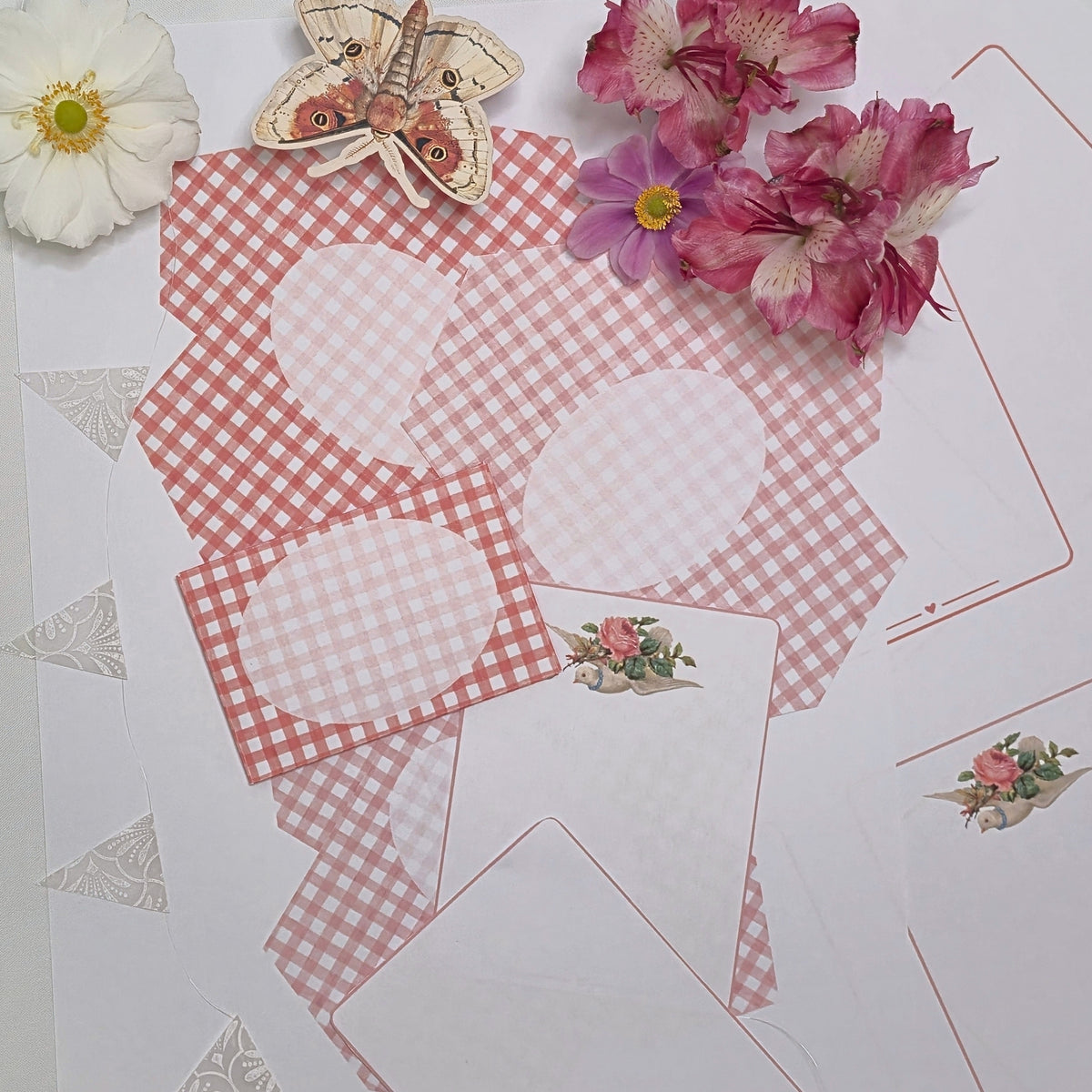 Gingham Envelope & Mini Note Set - Printable