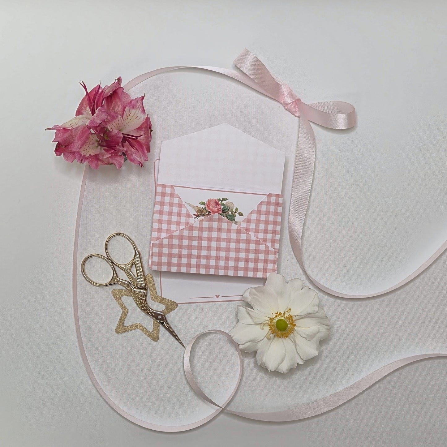 Gingham Envelope & Mini Note Set - Printable