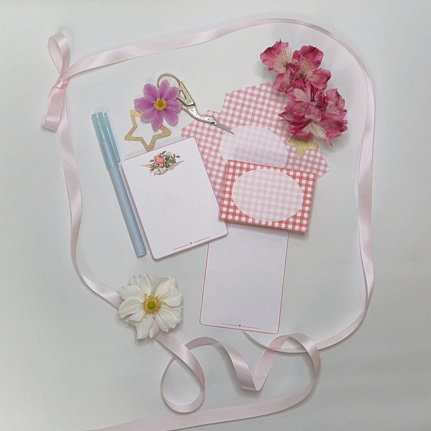 Gingham Envelope & Mini Note Set - Printable