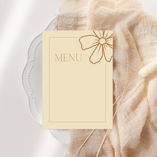 Organic Flower Detail Menu Card - Printable