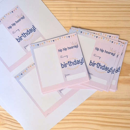 Hip Hip Hooray Favour Card - Printable