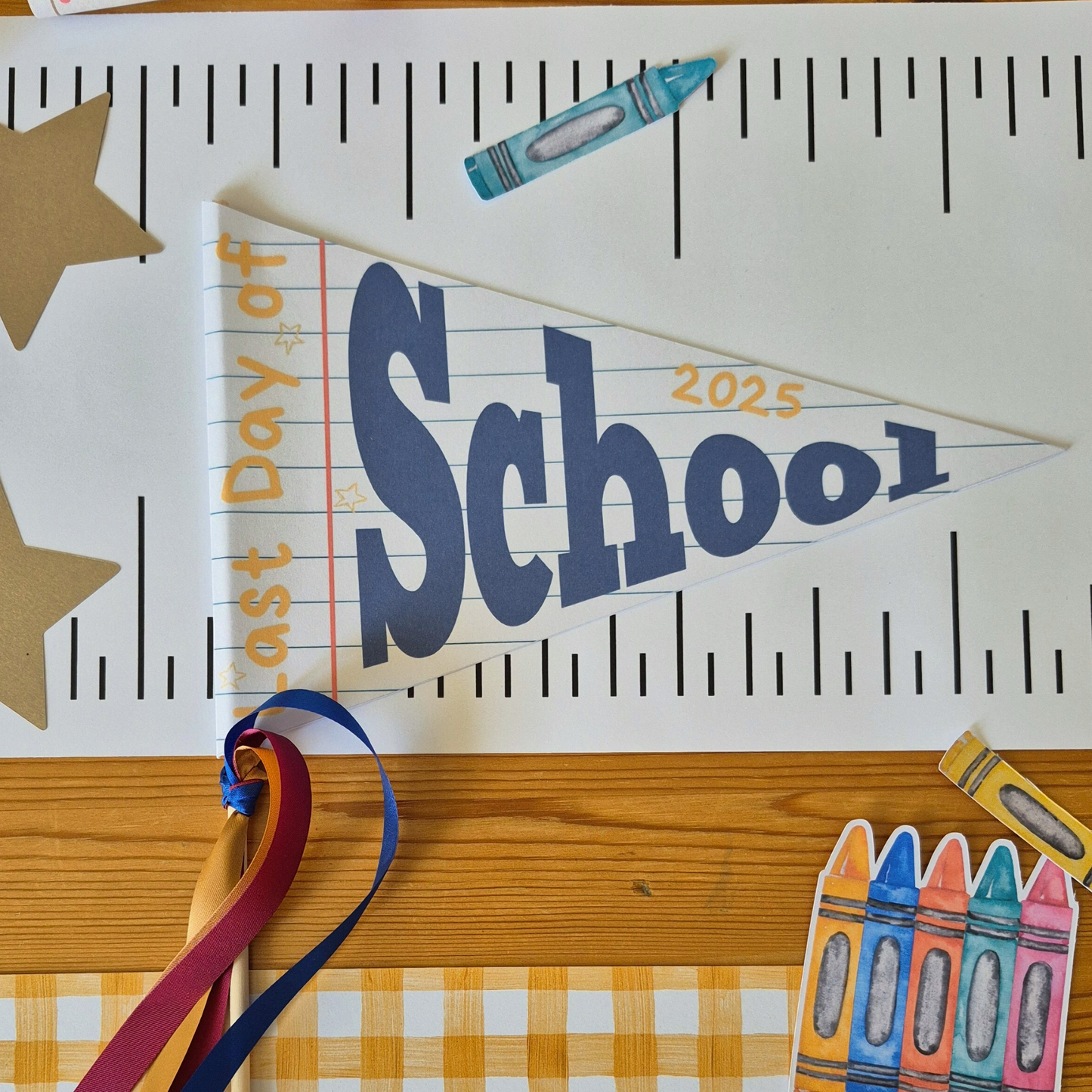 Last Day of School 2025 Pennant Flag