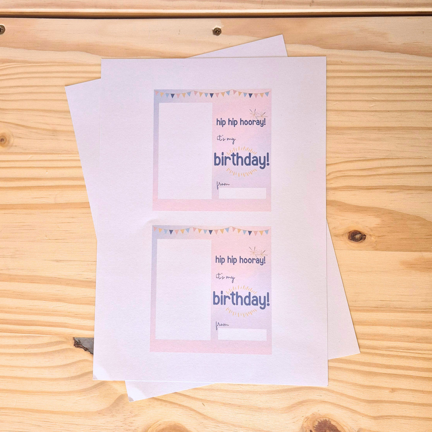 Hip Hip Hooray Favour Card - Printable