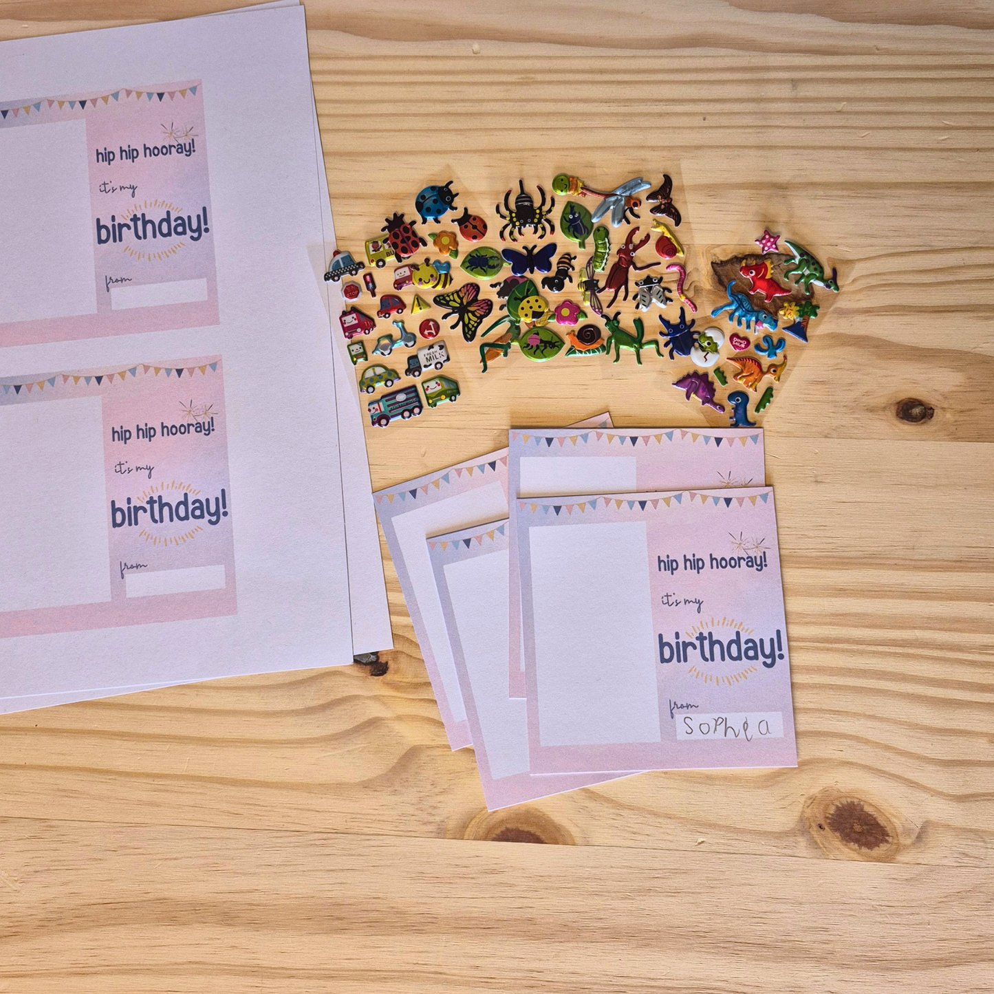 Hip Hip Hooray Favour Card - Printable