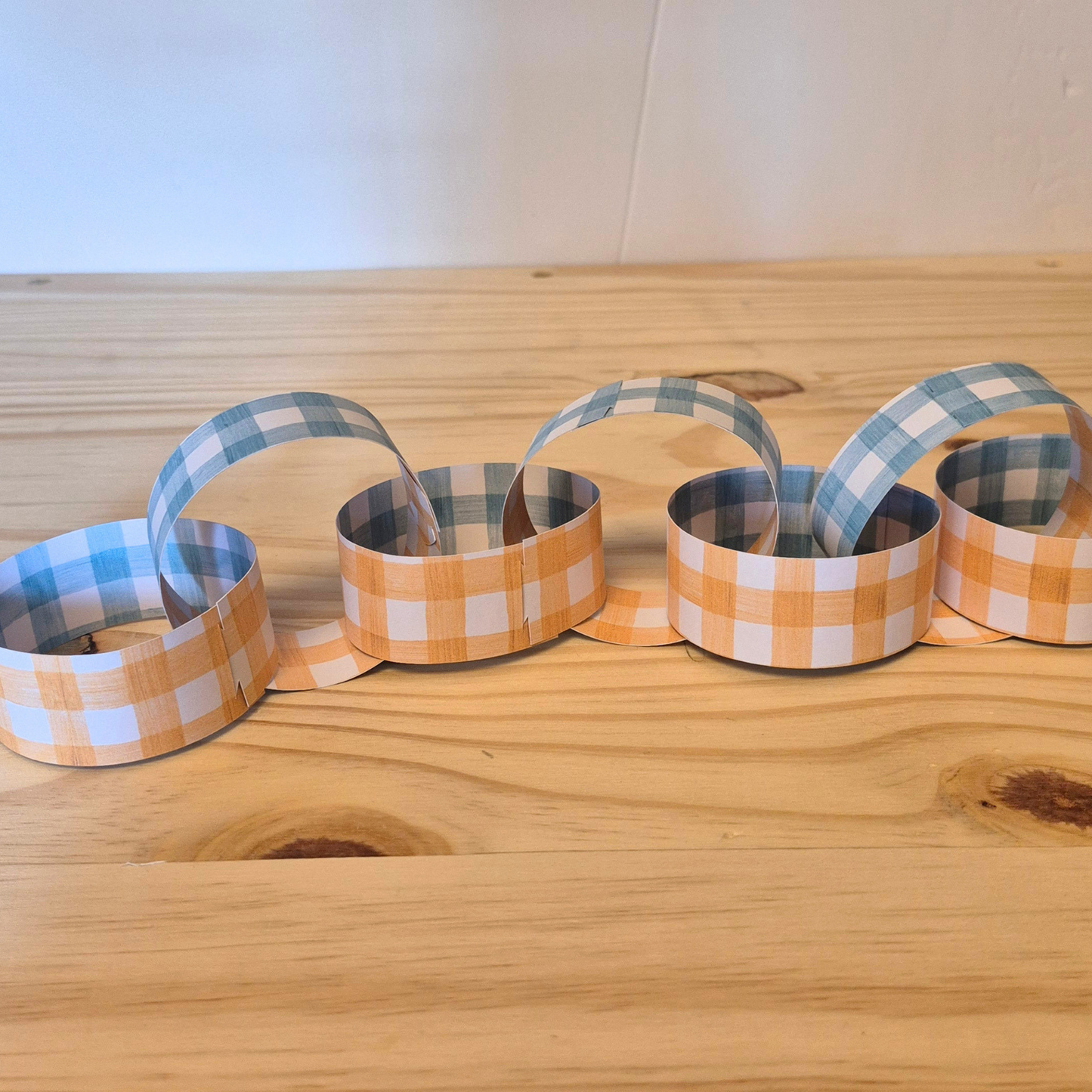 Turquoise and Green Gingham Paperchain